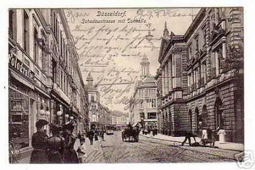 schöne Ak Düsseldorf Schadowstrasse mit Tonhalle 1907