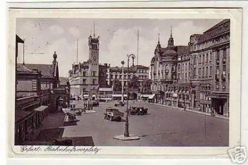 schöne Ak Erfurt Bahnhofsvorplatz 1936