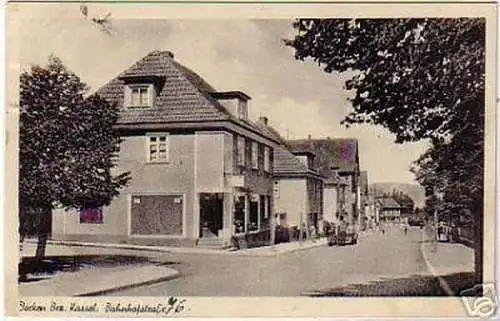 schöne Ak Borken Bez.Kassel Bahnhofstrasse 1941