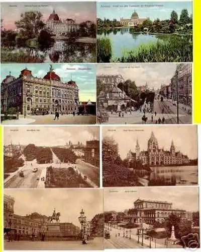 8 schöne Ak Hannover Post usw. um 1920