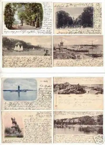 8 schöne Ak Kiel Leuchtturm usw. 1898 bis 1900