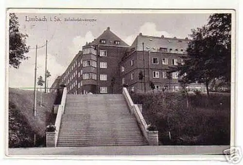 rare Ak Limbach i.Sa. Bahnhofsfreitreppe 1937