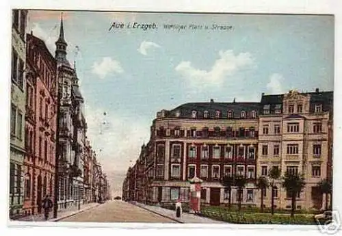 schöne Ak Aue im Erzgebirge Wettiner Platz 1911