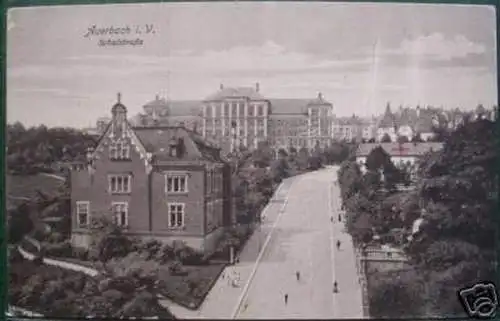 schöne Ak Auerbach im Vogtl. Schulstrasse um 1920