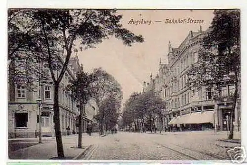 schöne Ak Augsburg Bahnhof Strasse 1919