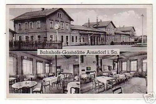 05784 Ak Bahnhofs Gaststätte Arnsdorf in Sa. 1942