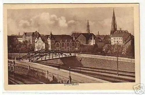 05793 Ak Offenburg mit Eisenbahnbrücke um 1930