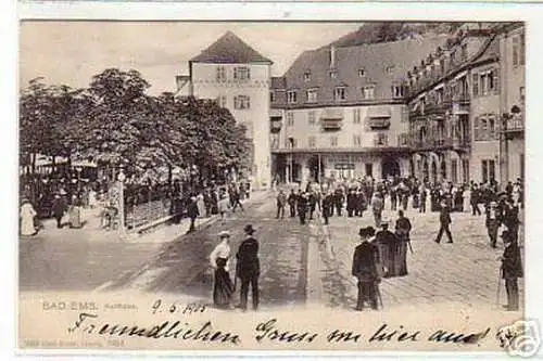 05711 Ak Bad Ems Kurhaus mit vielen Gästen 1905