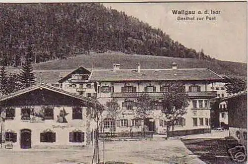 05027 Ak Wallgau a.d. Isar Gasthof zur Post um 1920