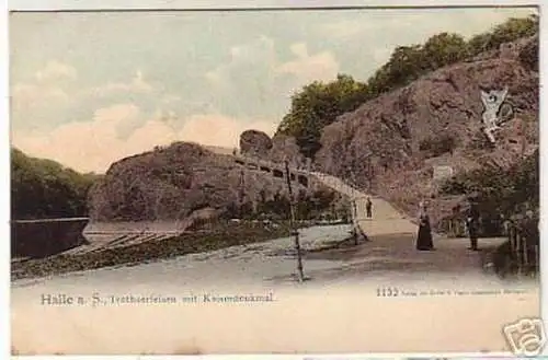 04631 Ak Halle Trothaerfelsen mit Kaiserdenkmal um 1900