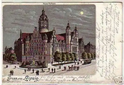 04643 Mondscheinkarte Gruss aus Leipzig 1905