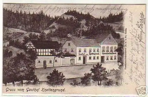 04548 Ak Gruss vom Gasthof zum Knottengrund 1902