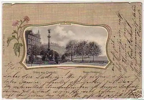 04553 Ak Gruss aus Chemnitz Sieges Denkmal 1904