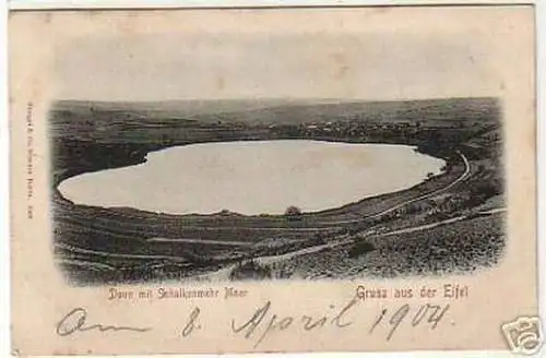 04601 Ak Gruß aus der Eifel Schalkenmehr Maar 1904