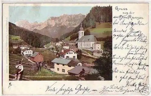 04287 Ak Gruss aus der Ramsau Totalansicht 1900