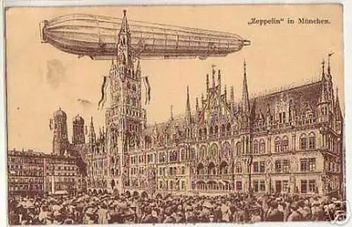 04247 Ak Luftschiff "Zeppelin" über München 1909