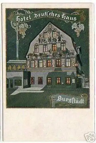 04058 Ak Burgstädt in Sa. Hotel deutsches Haus um 1930