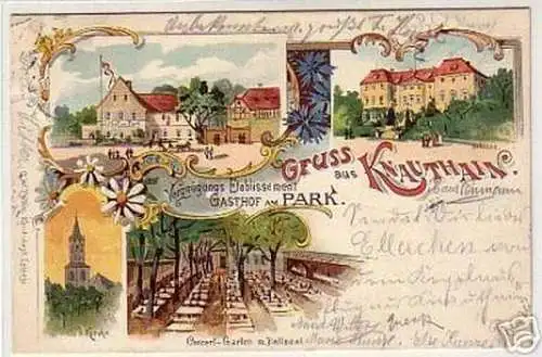 04117 Ak Gruss aus Knauthain Gasthof am Park 1900