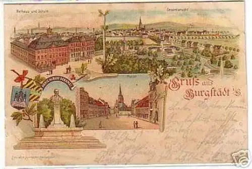 03784 Ak Lithographie Gruss aus Burgstädt 1905