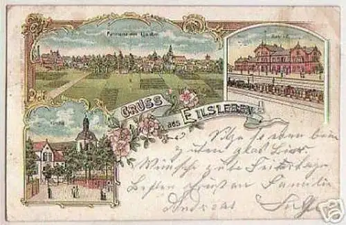 03978 Ak Gruss aus Eilsleben Bahnhof usw. 1901