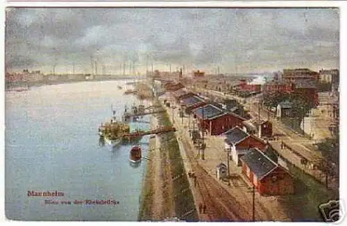 03354 Feldpost Ak Mannheim Blick von der Rheinbrücke