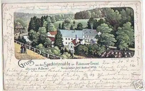 03382 Ak Gruss aus Spechtritzmühle Rabenauer Grund 1901