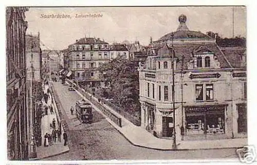 03285 Ak Saarbrücken Luisenstraße mit Straßenbahn 1917