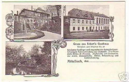 03338 Ak Gruss aus Eckerts Gasthaus Mittelbach um 1900