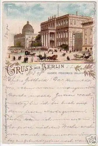 03236 Ak Gruß aus Berlin Kaiser Friedrich Palais 1898