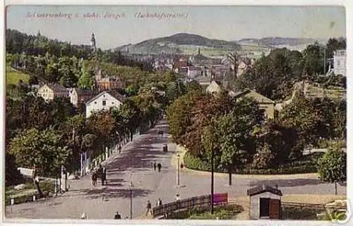 03035 Ak Schwarzenberg im Erzgeb. Bahnhofstrasse um1930