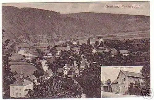 02737 Ak Gruss aus Kunnersdorf mit Gasthaus 1917