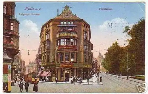 02775 Ak Halle a.S. Leipziger- und Poststrasse 1916