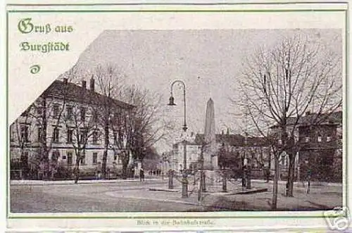 02666 Ak Burgstädt Blick in die Bahnhofsstrasse um 1930