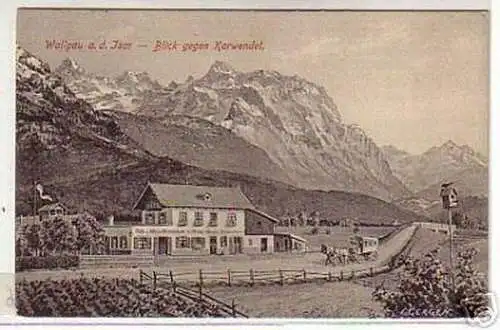 02516 Ak Wallgau an der Isar Gasthaus um 1920