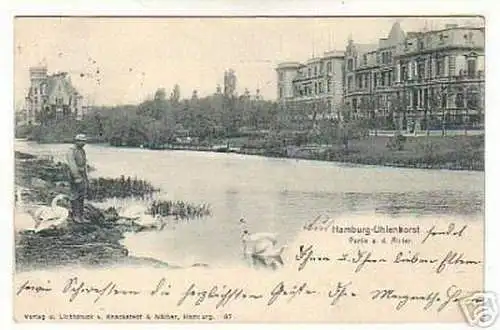 02367 Ak Hamburg Uhlenhorst Partie an der Alster 1901