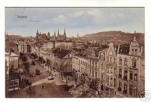 02166 Ak Aachen Strasse mit Strassenbahn 1911