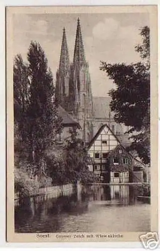 02202 Ak Soest grosser Teich mit Wiesenkirche 1914