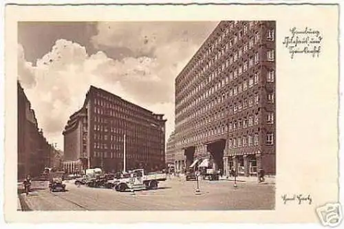 01020 Ak Hamburg Chilehaus mit Autos davor um 1940