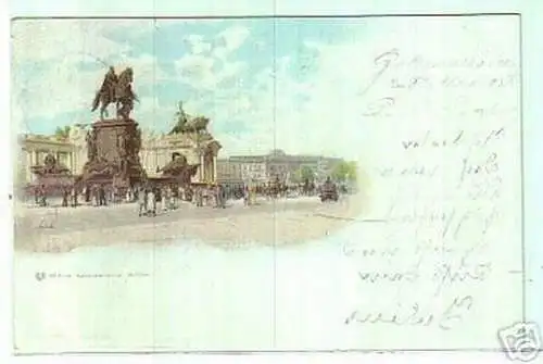 01029 Ak Lithographie Berlin Nationaldenkmal Wilhelm I.