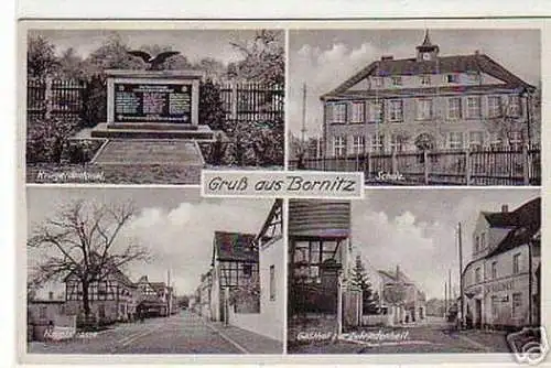 01043 Ak Gruß aus Bornitz Hauptstr. Gasthof usw. 1940