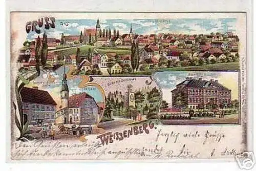 00905 Ak Lithographie Gruss aus Weissenberg 1903