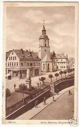 00753 Ak Meerane Kirche mit Kriegerdenkmal 1914