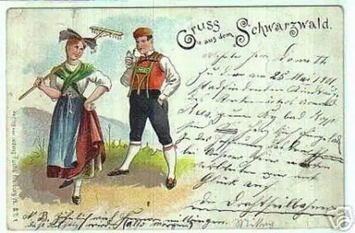 00717 Ak Lithographie Gruss aus dem Schwarzwald 1901