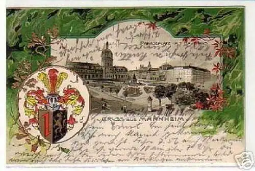 00730 Ak Passepartout Gruss aus Mannheim 1902