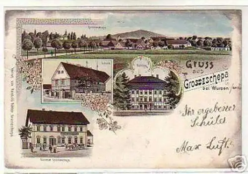 00594 Ak Gruss aus Grosszschepa bei Wurzen Gasthof 1901