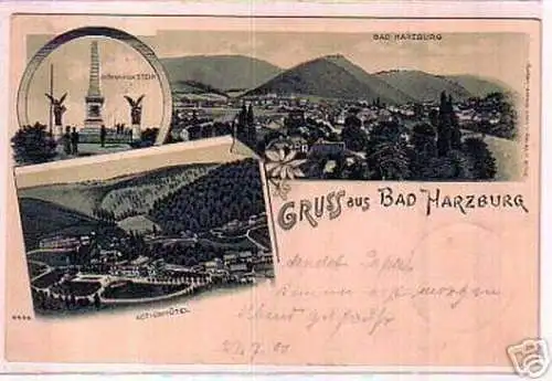 00680 Ak Gruss aus Bad Harzburg Actien Hotel 1900