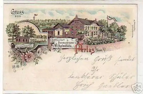 00507 Ak Gruss aus Perlas bei Treuen Gasthaus usw. 1901