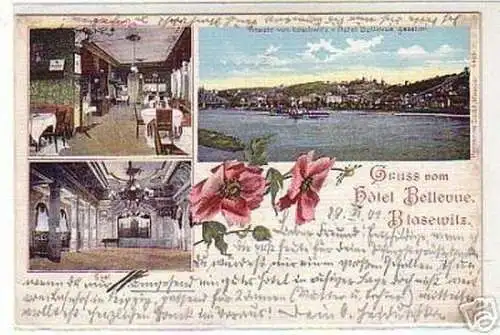 00525 Ak Gruss vom Hotel Bellevue Blasewitz 1901