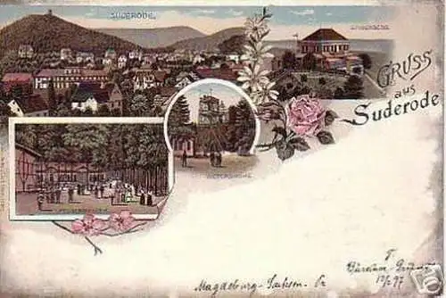 00489 Ak Gruss aus Suderode Gasthaus um 1900