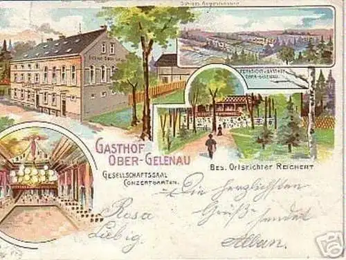 00495 Ak Gruss aus Ober-Gelenau Gasthaus 1904